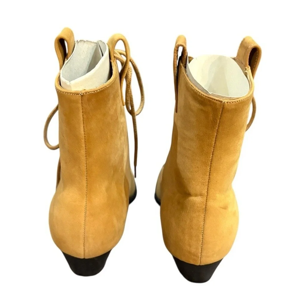 Vintage Dolcis Tan Leather Lace Up Ankle Boots NOS 10M Ogden Box 90s - Picture 4 of 12